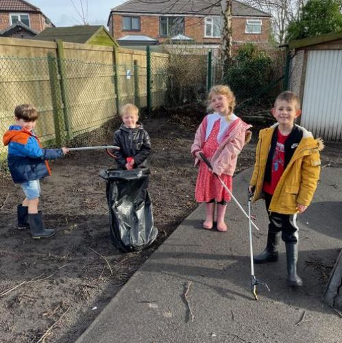 Here are some of our amazing Eco Councillors looking after our school grounds by picking up litter.